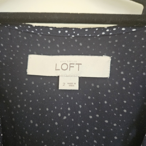 Loft Navy and White Speckled Cinch Waist Dress - Picture 10 of 12